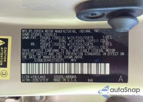 2012 Toyota Highlander Limited V6 from USA, damaged, VIN 5TDDK3EH4CS130375